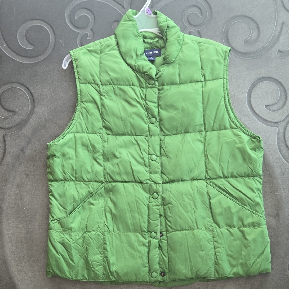 Lands' End Vibrant Green Quilted Vest